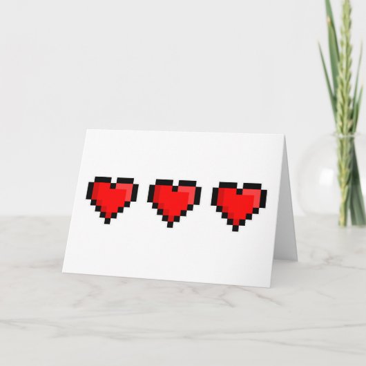 Carte Coeurs d'amour Pixel personnalisés (Devant)