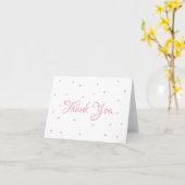 Carte Coeurs d'amour rose Confetti Script Merci (Fleur jaune)