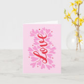 Carte Coeurs d'amour - rose et rouge (Fleur jaune)