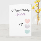 Carte Coeurs d'aquarelle couleur mignonne 13 Anniversair (Fleur jaune)