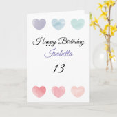 Carte Coeurs d'aquarelle couleur mignonne 13ème annivers (Fleur jaune)