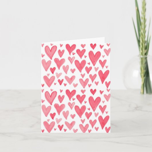 Carte Coeurs d'aquarelle de Valentine (Devant)