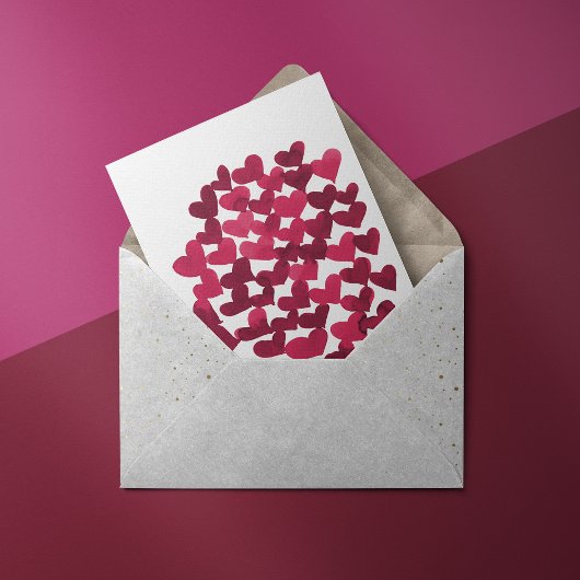 Carte Coeurs d'aquarelle en viva magenta Saint Valentin