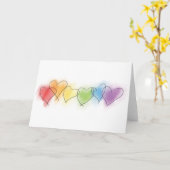 Carte Coeurs d'arc-en-ciel d'aquarelle (Fleur jaune)