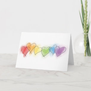 Carte Coeurs d'arc-en-ciel d'aquarelle