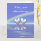 Carte Coeurs d'argent du 25e anniversaire (Fleur jaune)