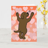 Carte Coeurs de bande dessinée d'étreinte de chiot de (Fleur jaune)