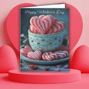 Carte Coeurs de bonbons rouges et blancs Salutation de S