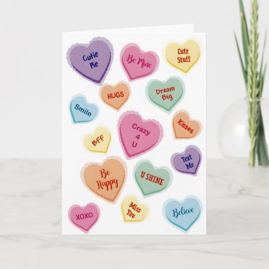 Carte Cœurs de bonbons Saint-Valentin (Devant)