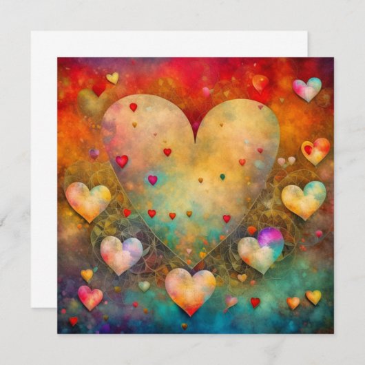 Carte Coeurs de cache en papier Abstraits (Devant / Derrière)