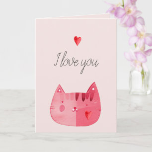 Carte Coeurs de chats rouges roses vous aiment