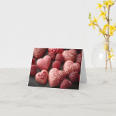 Carte Coeurs de chocolat rose Salutation de Saint-Valent (Fleur jaune)