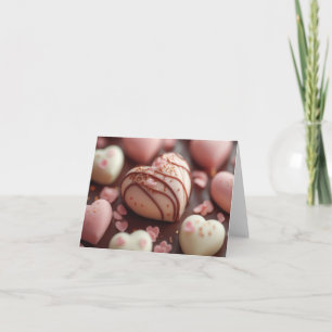 Carte Coeurs de chocolat rose Salutation de Saint-Valent