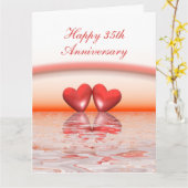 Carte Cœurs de corail pour 35e anniversaire (Fleur jaune)
