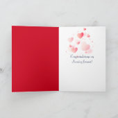 Carte Cœurs de mariage en bulles sur fond rouge (Intérieur)