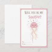 Carte Cœurs de méduses roses mignons pour la Saint-Valen (Devant / Derrière)