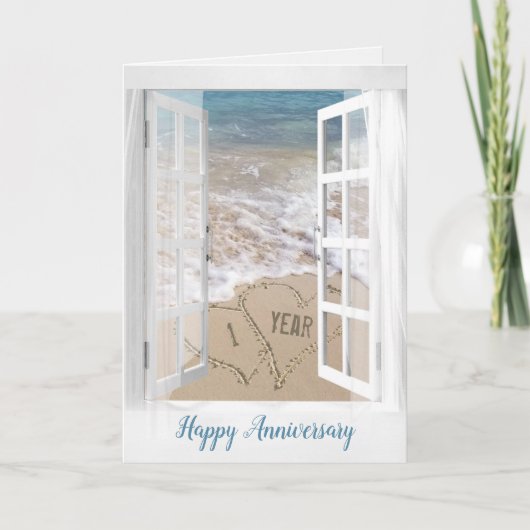 Carte Coeurs de plage du 1er anniversaire (Devant)