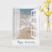 Carte Coeurs de plage du 1er anniversaire (Fleur jaune)