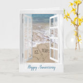 Carte Coeurs de plage du 42e anniversaire (Fleur jaune)