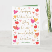 Carte Coeurs de professeur Heureuse Sainte-Valentin Appl (Devant)