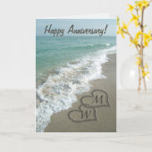 Carte Coeurs de sable sur la plage Anniversaire personna (Fleur jaune)