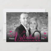 Carte Coeurs de script rose chic Photo noir blanc modern (Devant)
