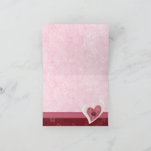 Carte Coeurs de tissu, accolades (Intérieur)