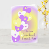 Carte Coeurs Design Tante personnalisée Anniversaire (Fleur jaune)