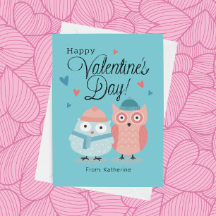 Carte Coeurs d'hibou HEUREUSE SAINTE-VALENTIN