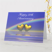 Carte Coeurs d'or du 50e anniversaire (Fleur jaune)