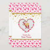 Carte Coeurs d'or romantique Aimer Calligraphie Monogram (Devant / Derrière)