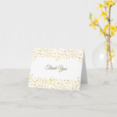 Carte Cœurs dorés Confettis Écriture élégante Merci (Fleur jaune)