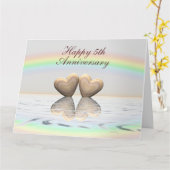 Carte Coeurs en bois du 5e anniversaire (Fleur jaune)