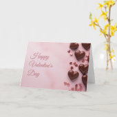 Carte Cœurs en chocolat sur fond rose Saint-Valentin (Fleur jaune)