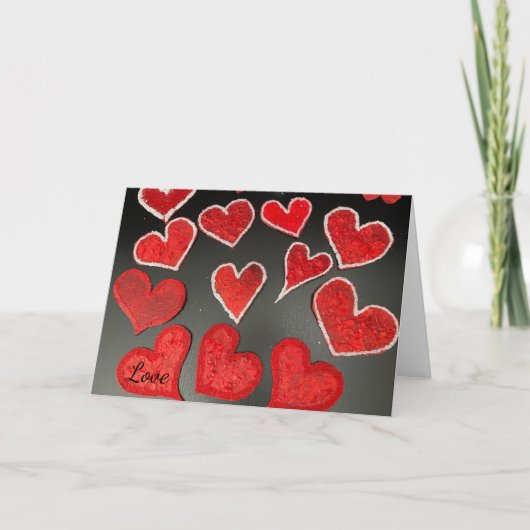 Carte Cœurs en papier mâché de soie (Devant)