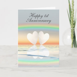 Carte Cœurs en papier pour le 1er anniversaire