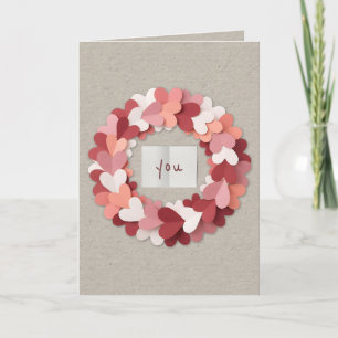 Carte Cœurs en papier superposés minimalistes pour la Sa