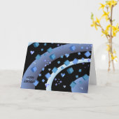 Carte Coeurs et cubes flottants Anniversaire (Fleur jaune)