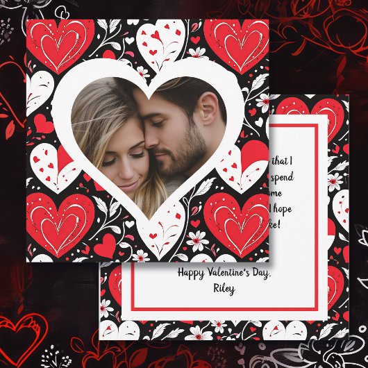 Carte Coeurs et fleurs Photo Saint Valentin