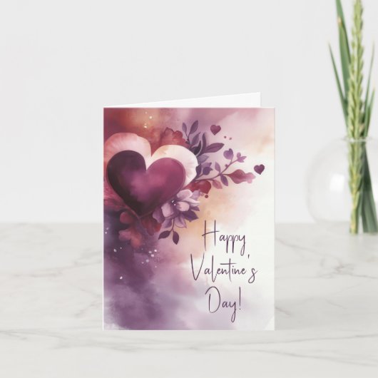 Carte Coeurs et fleurs Salutation de Valentine (Devant)