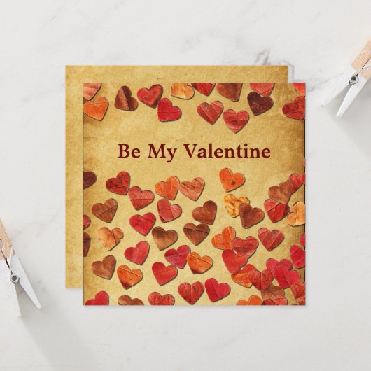 Carte Coeurs feuilles d'automne - Saint-Valentin (Devant/Arrière en situation)