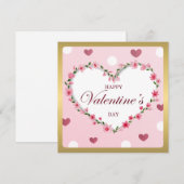 Carte Cœurs floraux de rose rose Cadeaux de la Saint-Val (Devant / Derrière)