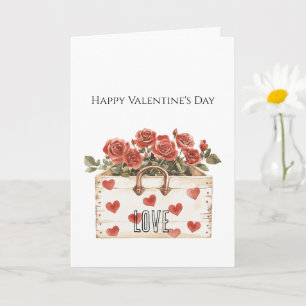 Carte Cœurs Floraux de Roses Rouges pour la Saint-Valent