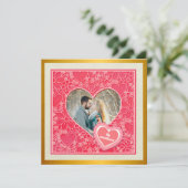 Carte Coeurs floraux rouges et roses élégants Saint-Vale (Debout devant)