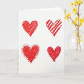 Carte Cœurs Gribouillés Rouges (Fleur jaune)