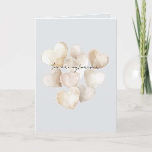Carte Cœurs Gris Amour Pour Toujours (Devant)