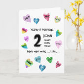 Carte Coeurs heureux 2e anniversaire (Fleur jaune)