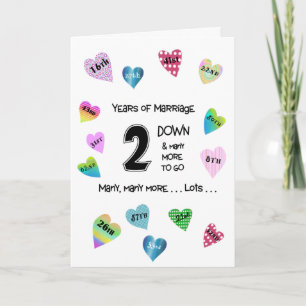 Carte Coeurs heureux 2e anniversaire