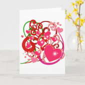 Carte Cœurs lumineux et volutes pour amoureux (Fleur jaune)