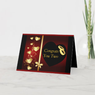 Carte Coeurs mariages Golden Rings Félicats